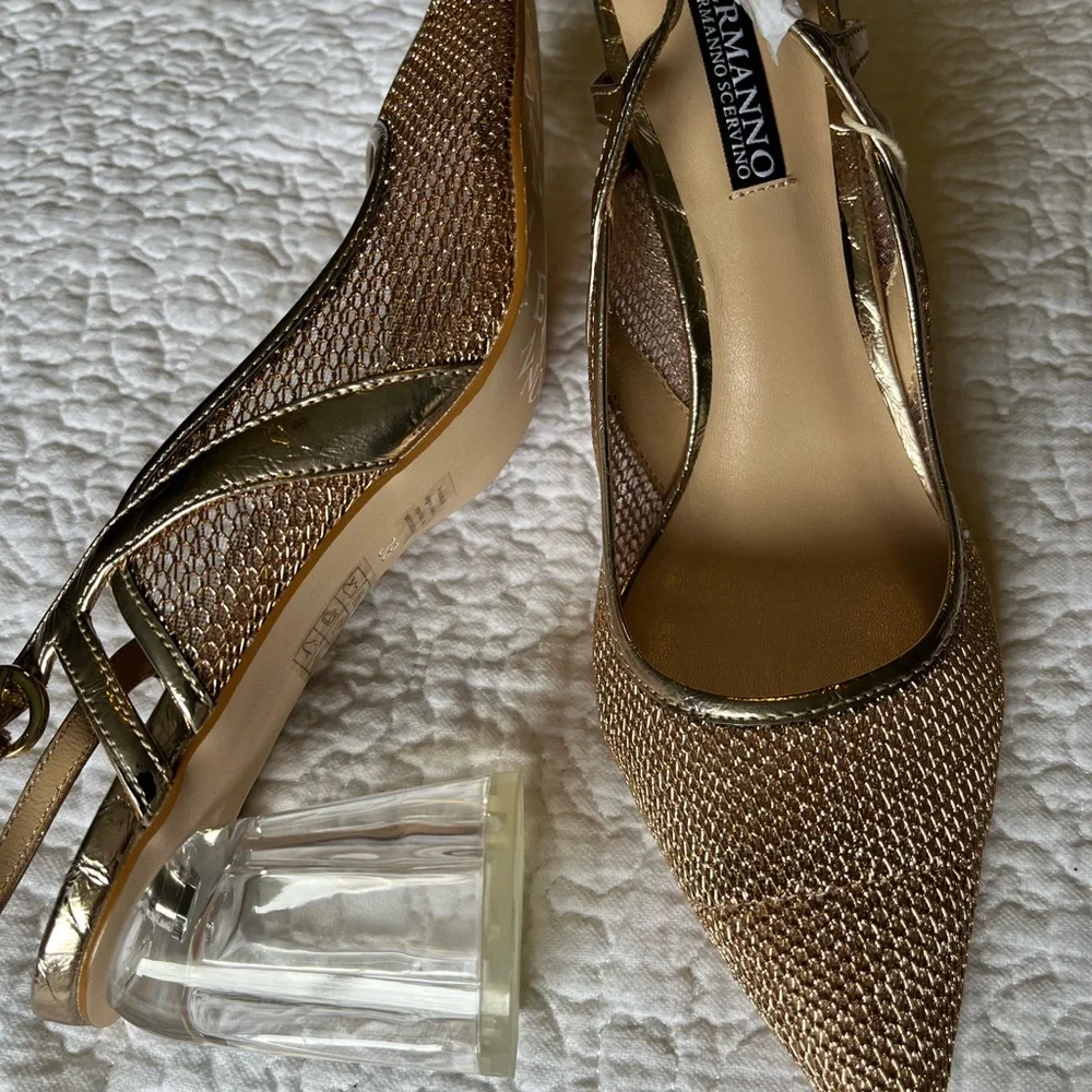 Ermanno Scervino Gold Mesh Heels